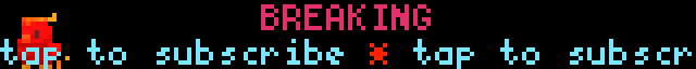 phoenix on the left, held magenta `BREAKING` up top, cyan `tap to subscribe` wrapping continuously on the bottom with a rainbow `*` separator