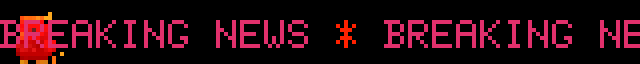 `text_wrap = true` — `BREAKING NEWS` chases itself across the canvas with a rainbow separator between repeats. Two copies of the message are on the panel at any tick, so the banner never goes blank.