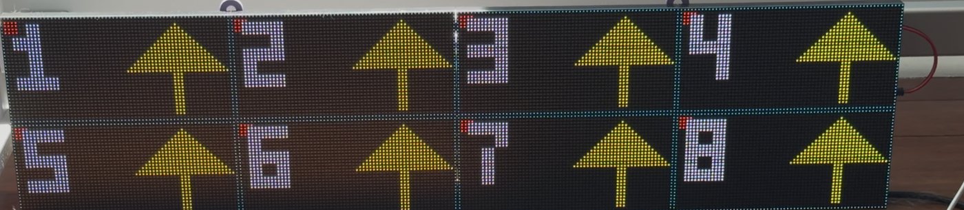 The bigsign panels under verify with the correct mapper: numbers read 1 2 3 4 across the top and 5 6 7 8 across the bottom, every arrow up, every corner dot top-left.